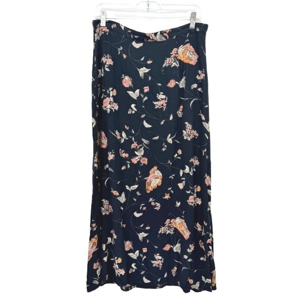 Vintage Studio Skirt Floral Maxi Rayon Made in USA Boho Cottagecore Size Large